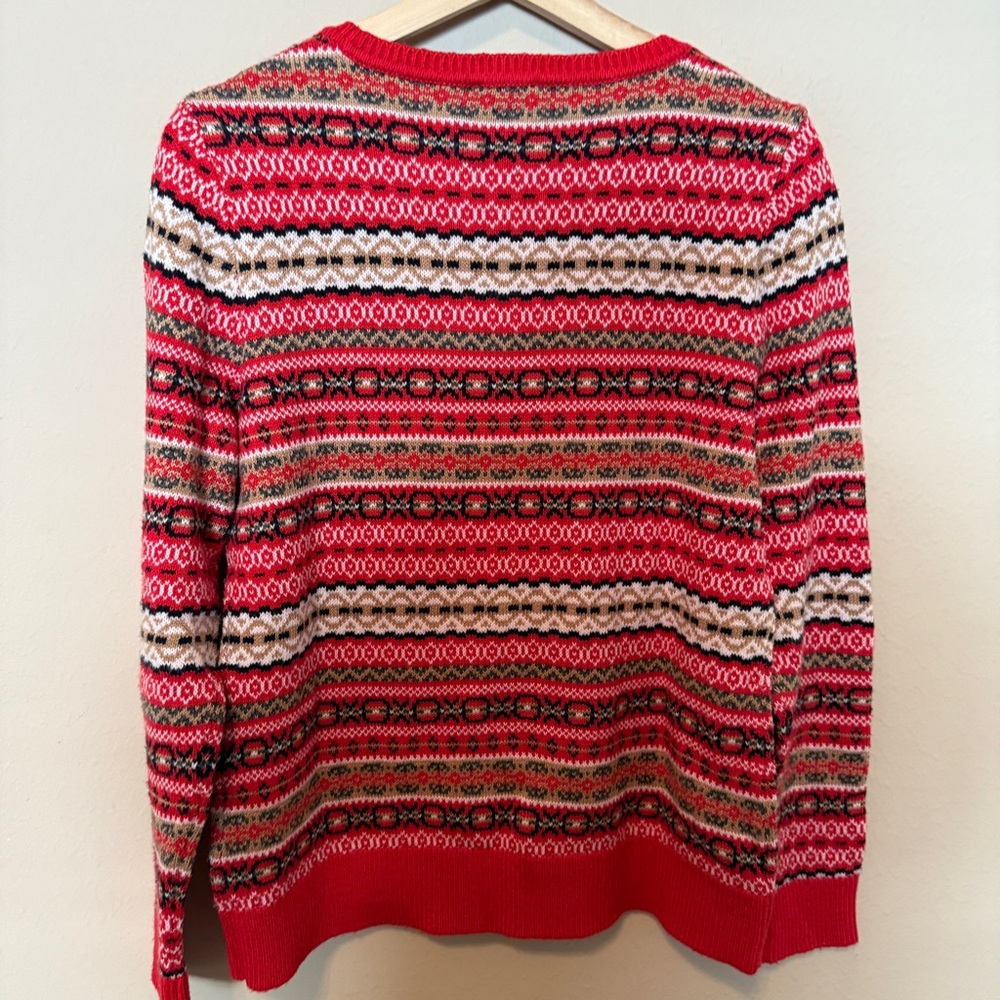 Talbots Sweater Womens S Black Red Ski Fair Isle Wool Blend Nordic Jacquard Red - Picture 3 of 6